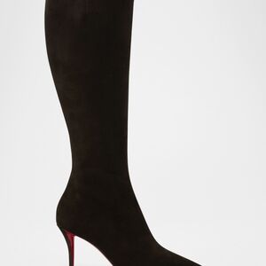 Christian Louboutin Black Heeled Boots with Red Sole